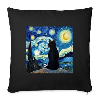 Cat, Cat Motif - Sofa pillowcase 17,3'' x 17,3'' (45 x 45 cm) - black - Front