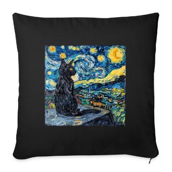 Cat, Cat Motif - Sofa pillowcase 17,3'' x 17,3'' (45 x 45 cm) - black - Front