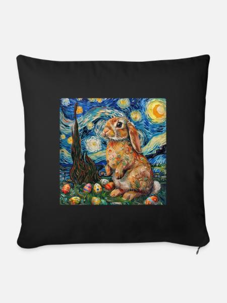 Osterhase, Ostern, Hase - Sofakissenbezug 45 x 45 cm - Schwarz