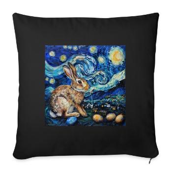 lapin de Pâques, Pâques, lapin, joyeuses Pâques, oeufs de Pâques - Housse de coussin décorative 45 x 45 cm - noir - Devant