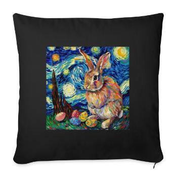 lapin de Pâques, Pâques, lapin, joyeuses Pâques, oeufs de Pâques - Housse de coussin décorative 45 x 45 cm - noir - Devant