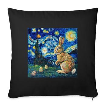 lapin de Pâques, Pâques, lapin, joyeuses Pâques, oeufs de Pâques - Housse de coussin décorative 45 x 45 cm - noir - Devant