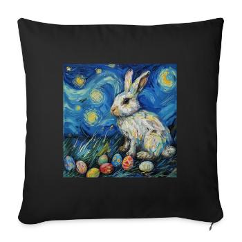 easter bunny, easter, bunny, happy easter, easter eggs - Sofa pillowcase 17,3'' x 17,3'' (45 x 45 cm) - black - Front
