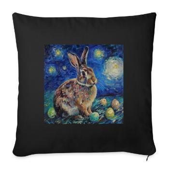 lapin de Pâques, Pâques, lapin, joyeuses Pâques, oeufs de Pâques - Housse de coussin décorative 45 x 45 cm - noir - Devant