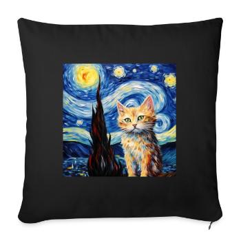 Chat, motif félin - Housse de coussin décorative 45 x 45 cm - noir - Devant