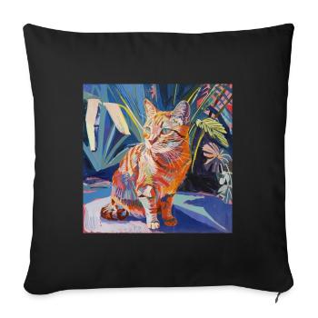 Chat, motif chat, pop art, cadeau, idée cadeau - Housse de coussin décorative 45 x 45 cm - noir - Devant