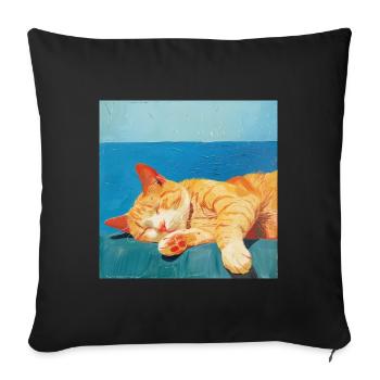 Chat, motif chat, pop art, cadeau, idée cadeau - Housse de coussin décorative 45 x 45 cm - noir - Devant
