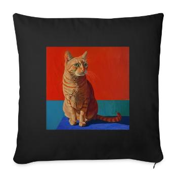 Chat, motif chat, pop art, cadeau, idée cadeau - Housse de coussin décorative 45 x 45 cm - noir - Devant