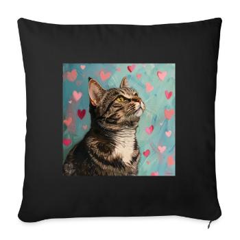 Chat, motif chat, pop art, cadeau, idée cadeau - Housse de coussin décorative 45 x 45 cm - noir - Devant