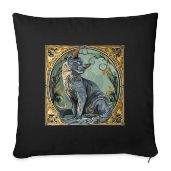 Katze, katzenmotiv, geschenk, geschenkideen katzen - Sofakissenbezug 45 x 45 cm - Schwarz - Vorne