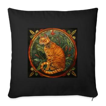 Katze, katzenmotiv, geschenk, geschenkideen katzen - Sofakissenbezug 45 x 45 cm - Schwarz - Vorne