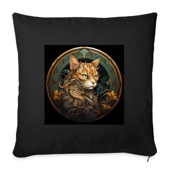 Katze, katzenmotiv, geschenk, geschenkideen katzen - Sofakissenbezug 45 x 45 cm - Schwarz - Vorne