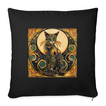 Katze, katzenmotiv, geschenk, geschenkideen katzen - Sofakissenbezug 45 x 45 cm - Schwarz - Vorne