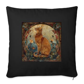 Katze, katzenmotiv, geschenk, geschenkideen katzen - Sofakissenbezug 45 x 45 cm - Schwarz - Vorne