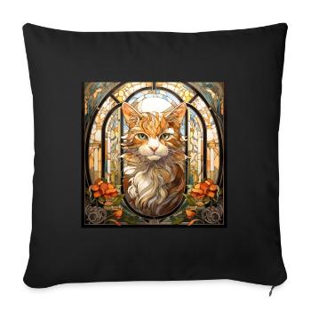 Katze, katzenmotiv, geschenk, geschenkideen katzen - Sofakissenbezug 45 x 45 cm - Schwarz - Vorne