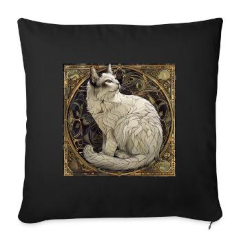 Chat, motif de chat, vintage, cadeau - Housse de coussin décorative 45 x 45 cm - noir - Devant