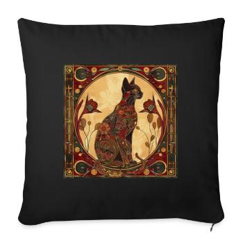 Chat, motif de chat, vintage, cadeau - Housse de coussin décorative 45 x 45 cm - noir - Devant