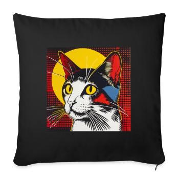Cat, Cat Motif - Sofa pillowcase 17,3'' x 17,3'' (45 x 45 cm) - black - Front