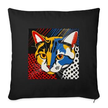 Chat, Motif De Chat - Housse de coussin décorative 45 x 45 cm - noir - Devant