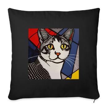 Cat, Cat Motif - Sofa pillowcase 17,3'' x 17,3'' (45 x 45 cm) - black - Front