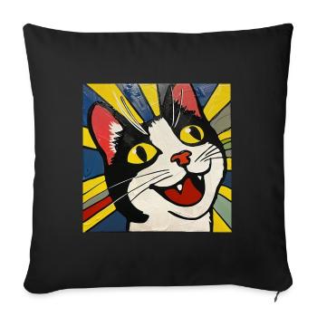 Chat, Motif De Chat - Housse de coussin décorative 45 x 45 cm - noir - Devant