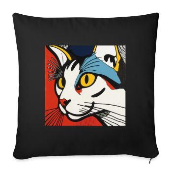 Chat, Motif De Chat - Housse de coussin décorative 45 x 45 cm - noir - Devant