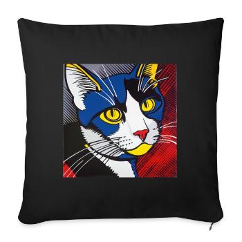 Chat, Motif De Chat - Housse de coussin décorative 45 x 45 cm - noir - Devant