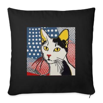 Chat, Motif De Chat - Housse de coussin décorative 45 x 45 cm - noir - Devant