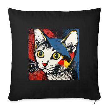 Cat, Cat Motif - Sofa pillowcase 17,3'' x 17,3'' (45 x 45 cm) - black - Front