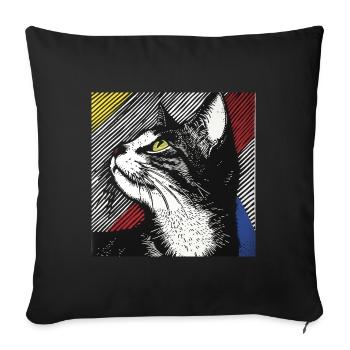 Chat, Motif De Chat - Housse de coussin décorative 45 x 45 cm - noir - Devant