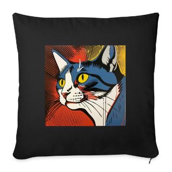 Chat, Motif De Chat - Housse de coussin décorative 45 x 45 cm - noir - Devant
