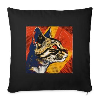 Chat, Motif De Chat - Housse de coussin décorative 45 x 45 cm - noir - Devant