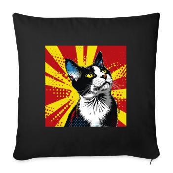 Chat, Motif De Chat - Housse de coussin décorative 45 x 45 cm - noir - Devant