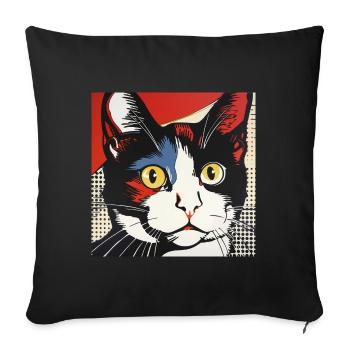 Chat, Motif De Chat - Housse de coussin décorative 45 x 45 cm - noir - Devant