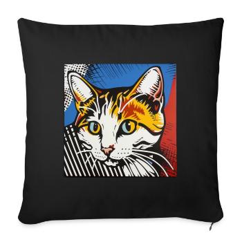 Cat, Cat Motif - Sofa pillowcase 17,3'' x 17,3'' (45 x 45 cm) - black - Front