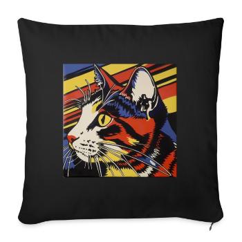Chat, Motif De Chat - Housse de coussin décorative 45 x 45 cm - noir - Devant