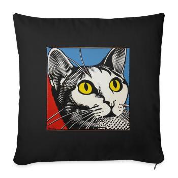 Cat, Cat Motif - Sofa pillowcase 17,3'' x 17,3'' (45 x 45 cm) - black - Front