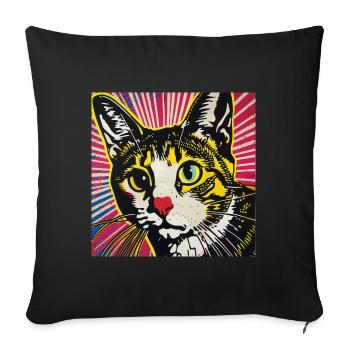 Chat, Motif De Chat - Housse de coussin décorative 45 x 45 cm - noir - Devant