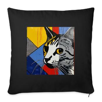 Chat, Motif De Chat - Housse de coussin décorative 45 x 45 cm - noir - Devant