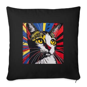 Chat, Motif De Chat - Housse de coussin décorative 45 x 45 cm - noir - Devant