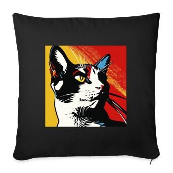 Chat, Motif De Chat - Housse de coussin décorative 45 x 45 cm - noir - Devant
