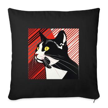 Chat, Motif De Chat - Housse de coussin décorative 45 x 45 cm - noir - Devant