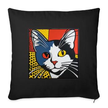 Chat, Motif De Chat - Housse de coussin décorative 45 x 45 cm - noir - Devant