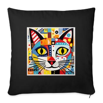 Cat, Cat Motif - Sofa pillowcase 17,3'' x 17,3'' (45 x 45 cm) - black - Front