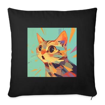 Cat, Cat Motif - Sofa pillowcase 17,3'' x 17,3'' (45 x 45 cm) - black - Front