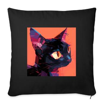 Cat, Cat Motif - Sofa pillowcase 17,3'' x 17,3'' (45 x 45 cm) - black - Front