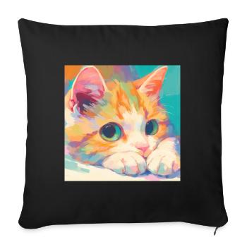 Cat, Cat Motif - Sofa pillowcase 17,3'' x 17,3'' (45 x 45 cm) - black - Front