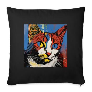 Chat, Motif De Chat - Housse de coussin décorative 45 x 45 cm - noir - Devant