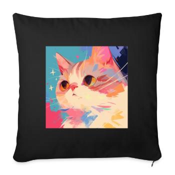 Chat, Motif De Chat - Housse de coussin décorative 45 x 45 cm - noir - Devant