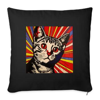 Cat, Cat Motif - Sofa pillowcase 17,3'' x 17,3'' (45 x 45 cm) - black - Front